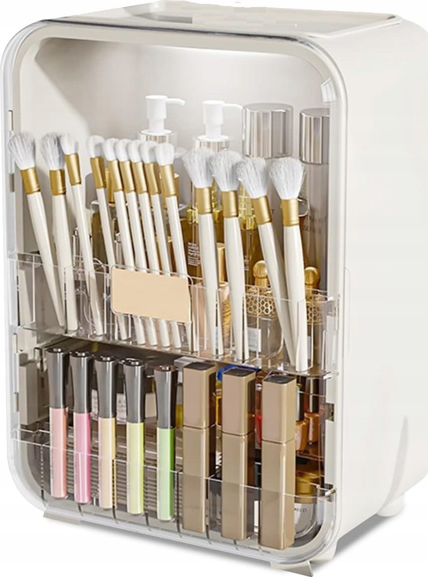 SZKATUŁKA ORGANIZER SZAFKA NA KOSMETYKI PĘDZLE SZUFLADY NÓŻKACH F21 BIAŁA