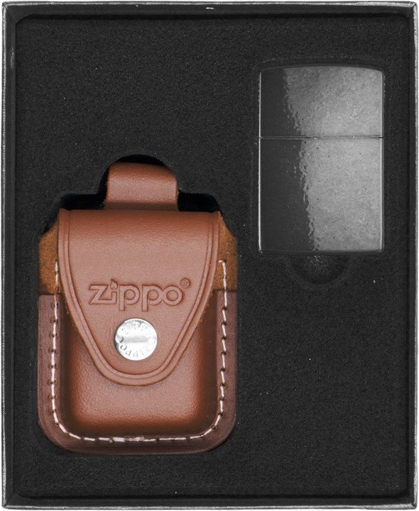 Zestaw ZIPPO Zapalniczka BLACK CRACKLE Prezentowy No2