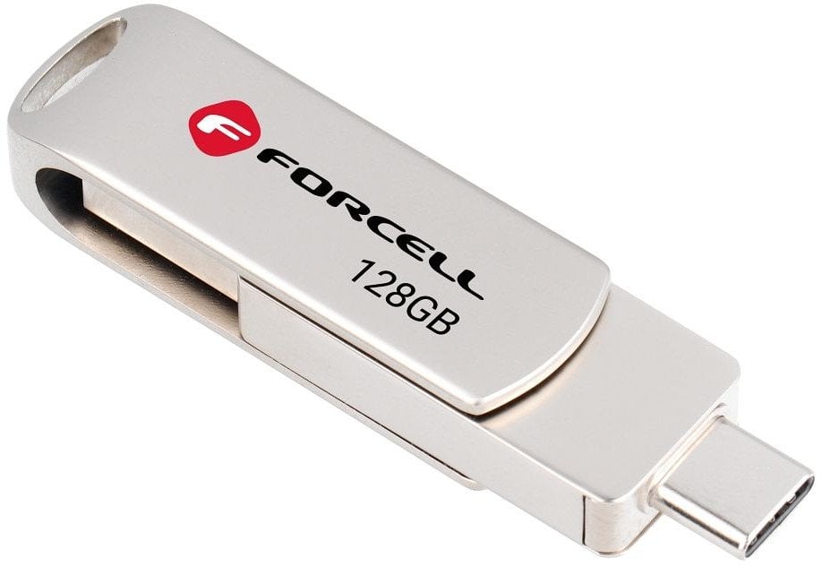 Pendrive 128GB USB 3.2 Gen 1 (USB A / USB C) Forcell F-Data Metal Duo srebrny