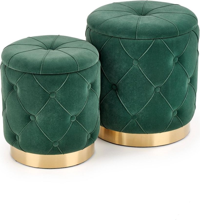 Halmar Zestaw puf POLLY VELVET ciemno zielony