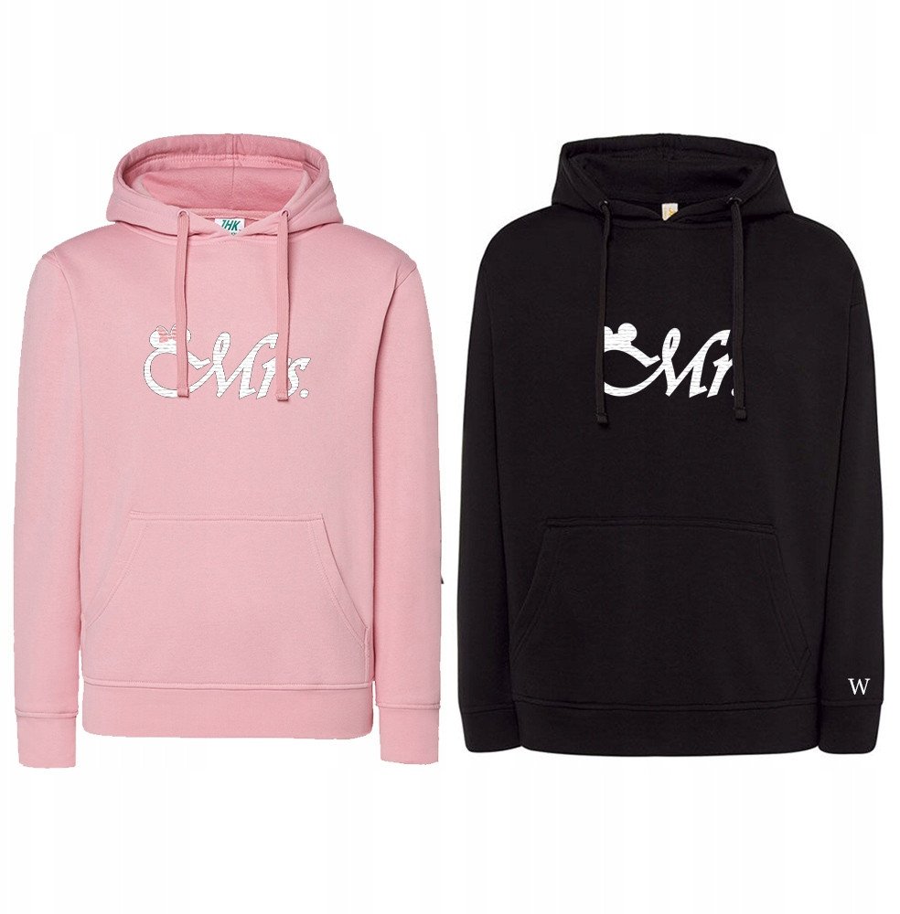 BLUZY DLA PAR Z HAFTEM MR MRS WALENTYNKI DZIEŃ KOBIET INICJAŁY CZARNE BIAŁE