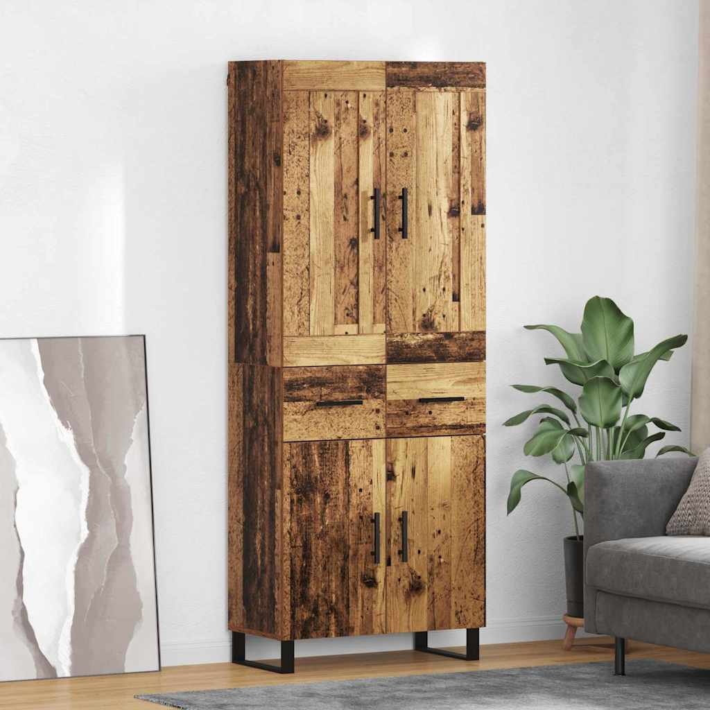 vidaXL Highboard 2 pcs Stare drewno Drewno inżynieryjne i szkło