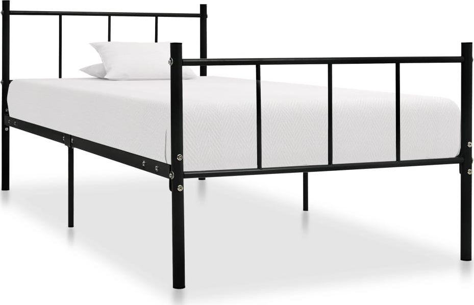 vidaXL Rama łóżka, czarna, metalowa, 90 x 200 cm