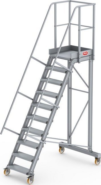 Lero Aluminiowy podest roboczy jezdny (wys. 245 cm, 10 stopni, 4 koła)