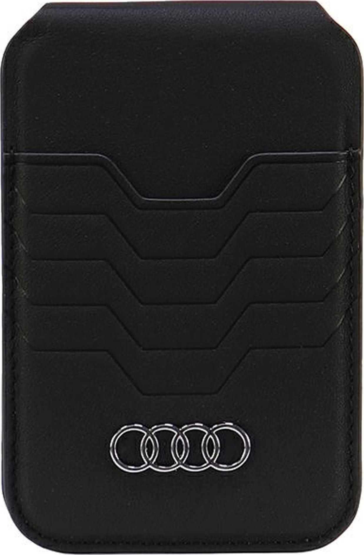 Audi Audi Leather Wallet Card Slot Stand czarny/black MagSafe AU-MSCH-GT/D3-BK