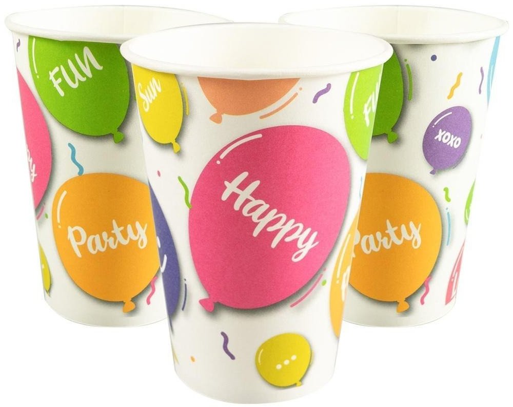 Kubki papierowe Happy Balloons! 8szt