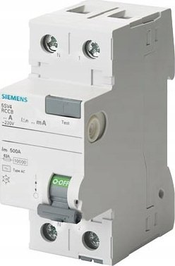 Siemens Wyłącznik różnicowoprądowy z członem nadprądowym RCBO, Typ AC, 2P 25kA, 230V, 30m A5SV4312-0KL