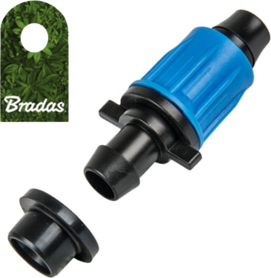 Bradas Łącznik QJ z wpinką do węża FLAT z uszczelką do rur PE 16mm zasilających montażowych linii kroplującej Bradas 0186