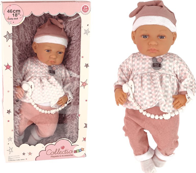 LeanToys Lalka Bobas 46 cm Różowa Smoczek Kocyk Piórka