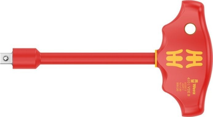 Wera 05005120001 410 i VDE B Insulated T-handle adapter screwdriver for 3/8" sockets, 3/8" x 130 mm, red