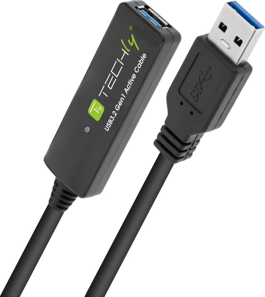 Kabel USB Techly USB-A - USB-A 10 m Czarny (ICUR30100G)