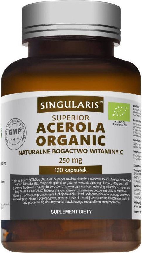 Singularis-Herbs Singularis Superior Acerola Organic Forte 250mg 120 kapsułek - Długi termin ważności!