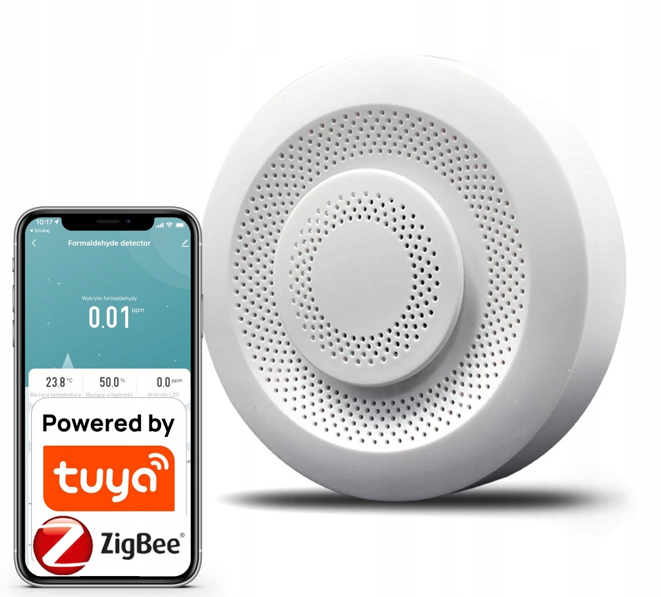 Czujnik Jakości Powietrza Temperatury Detektor CO2 LZO Tuya Zigbee