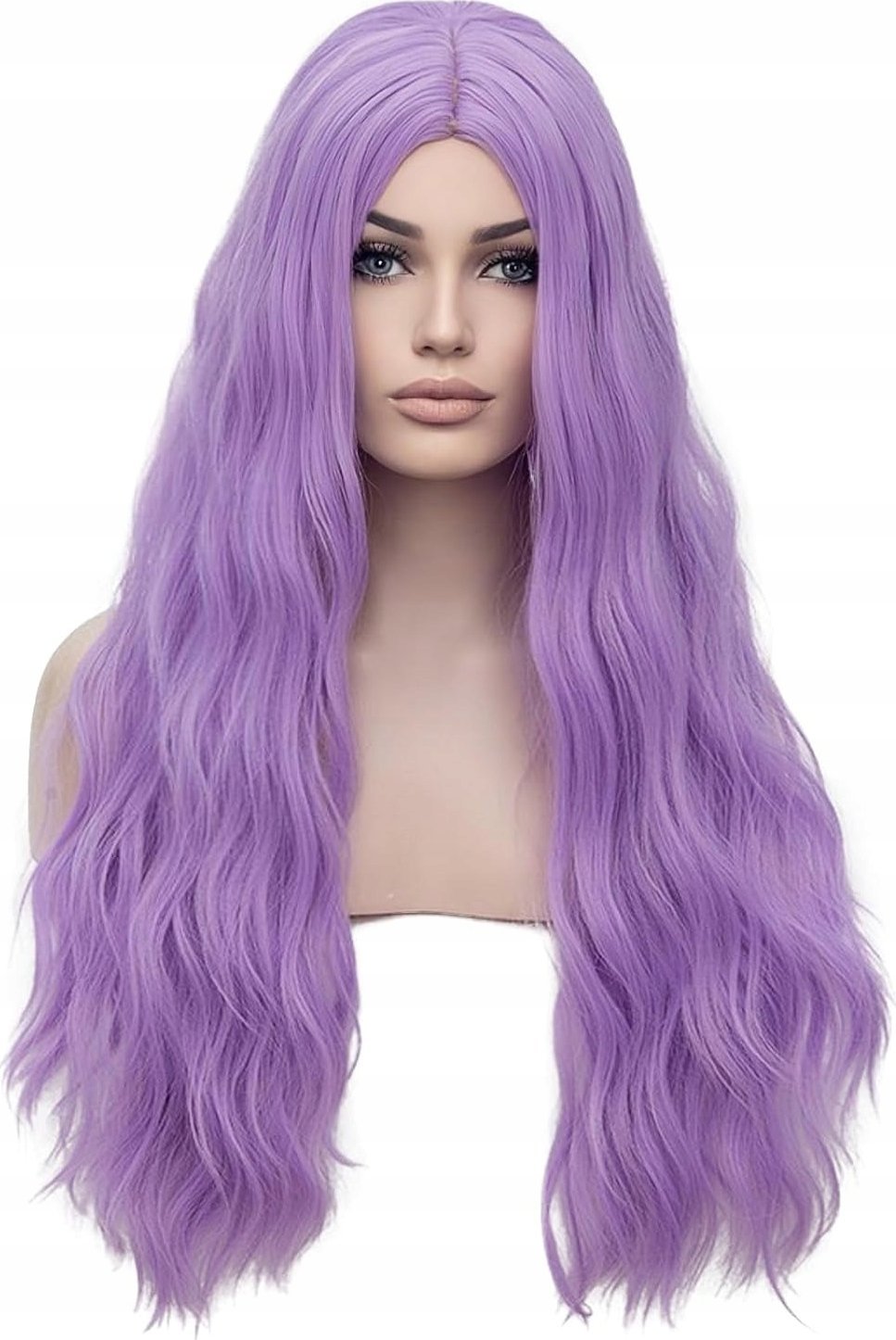 Korbi PERUKA WŁOSY FIOLETOWE DŁUGIE FALOWANE KRĘCONE NA SIATCE W76