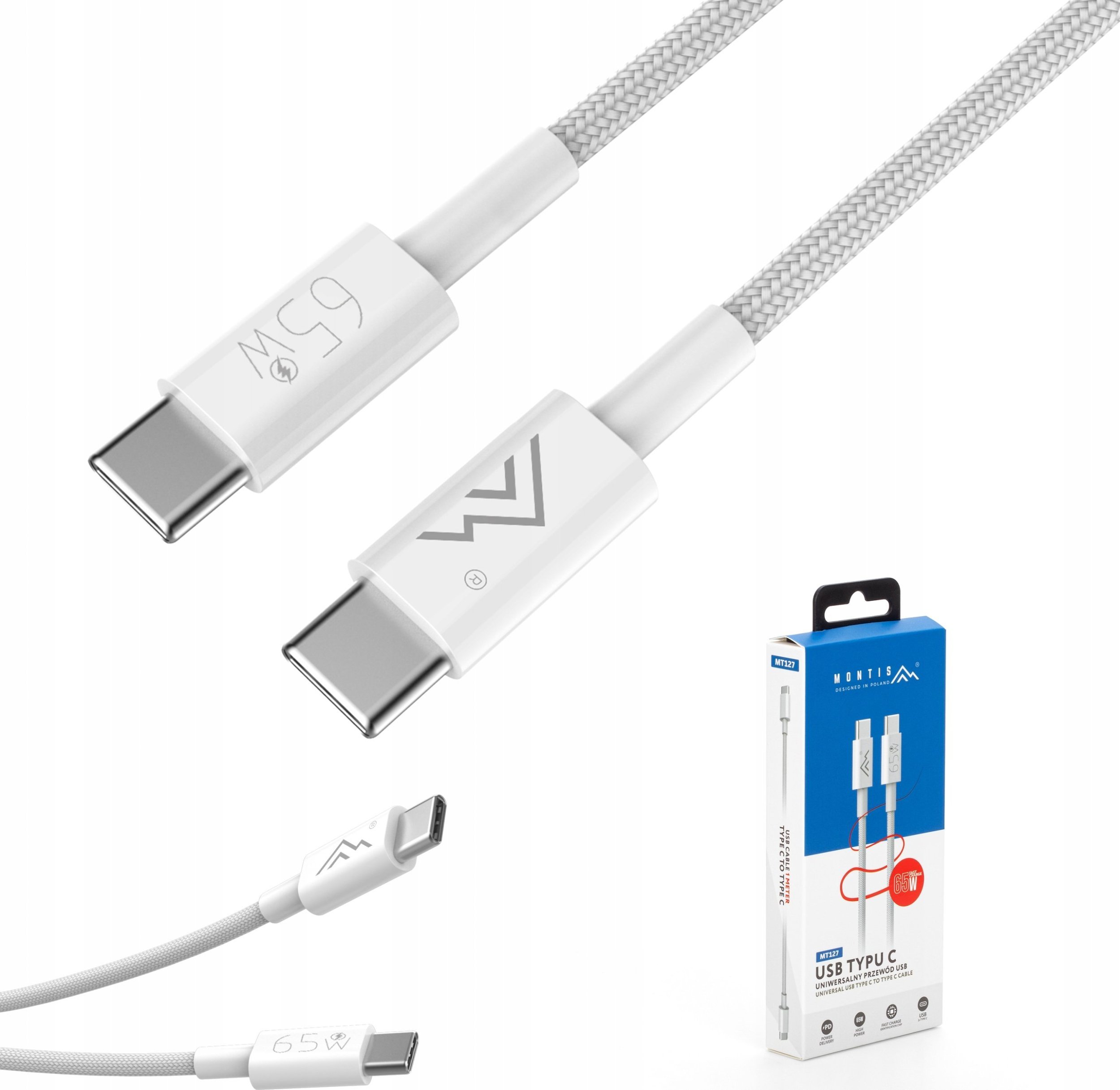 Montis Kabel USB Typu C - USB Typu C 1m 65W MT127 Montis