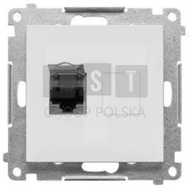 T61E.01/114 Simon 55 Gniazdo komputerowe pojedyncze RJ45 kat. 6, ekranowane z przesłoną przeciwkurzową (moduł) Jasnoszary mat T61E.01/114