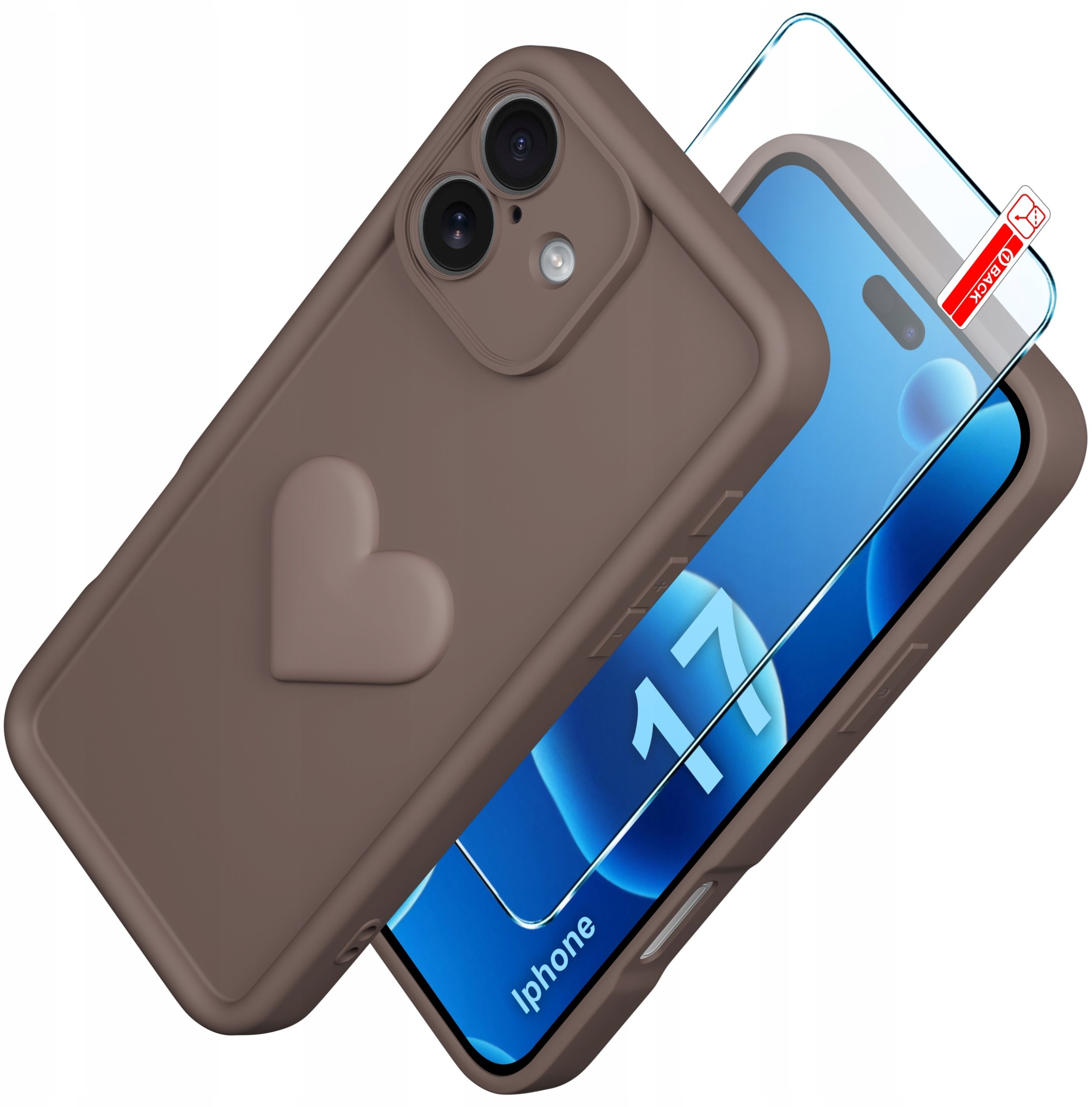 Etui do iPhone 17 CASE silikonowe MATOWE serce + Szkło ochronne 9H