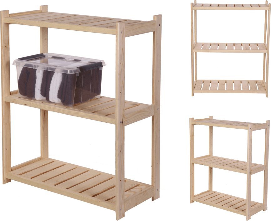 Wamar-Sosenka Regał drewniany do spiżarni LSR 3 półki proste Naturalny Półki proste 3 szt, Drewno sosnowe