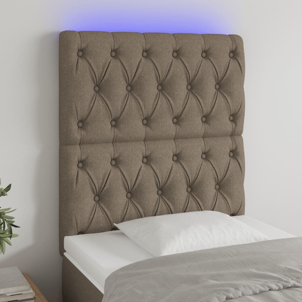 vidaXL vidaXL Zagłówek do łóżka z LED, taupe, 80x7x118/128 cm, tkanina