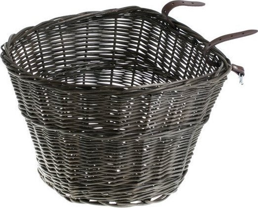 WickerPL Wiklinowy Kosz Rowerowy + Paski Skórzane 42x37 H24 cm