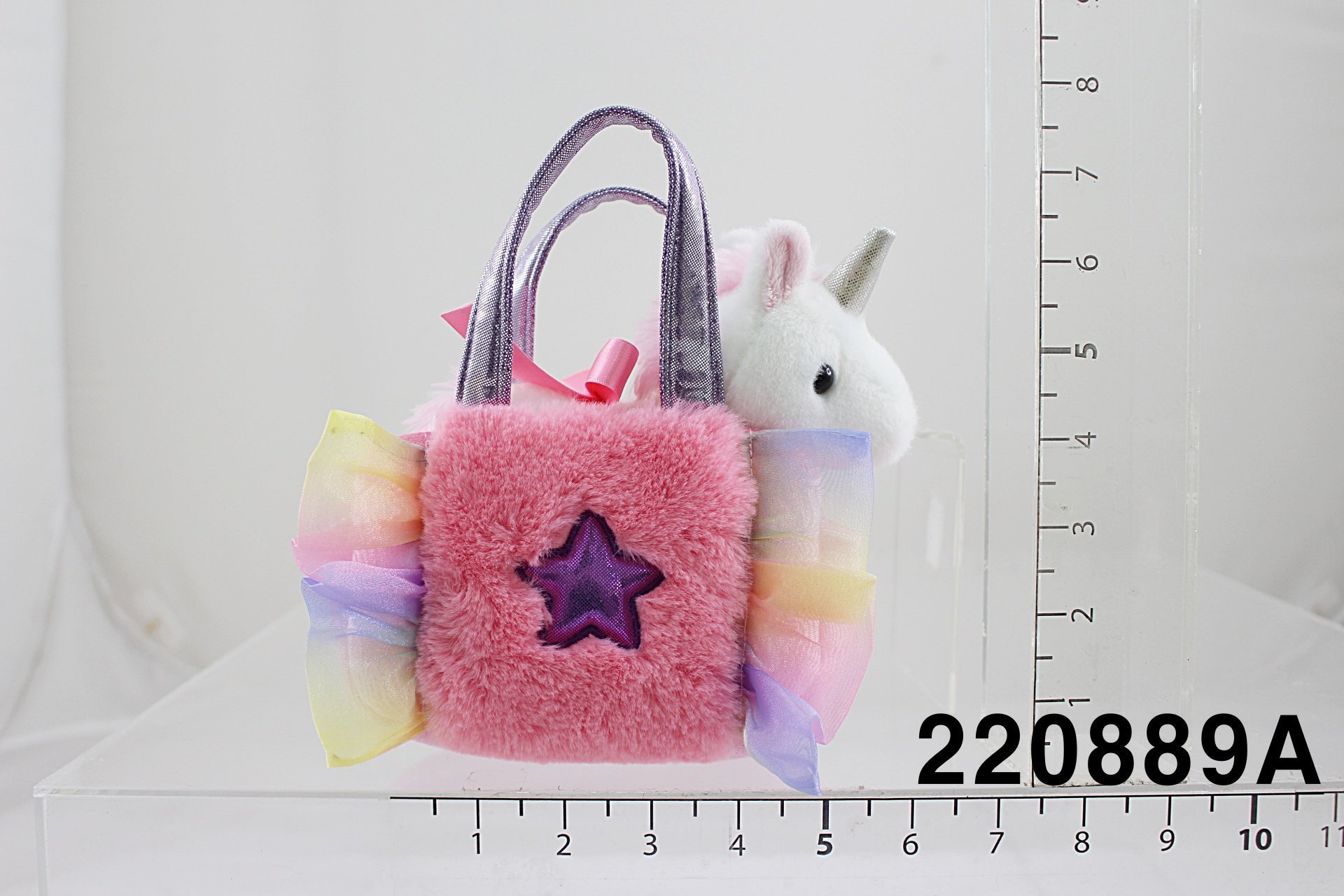 Wisdom Publications,U.S. AURORA Fancy Pals Plush Unicorn in a pink bag, 20 cm