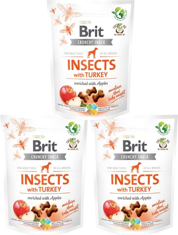 BRIT CARE Dog Crunchy Cracker Insects rich in Turkey 3x200g