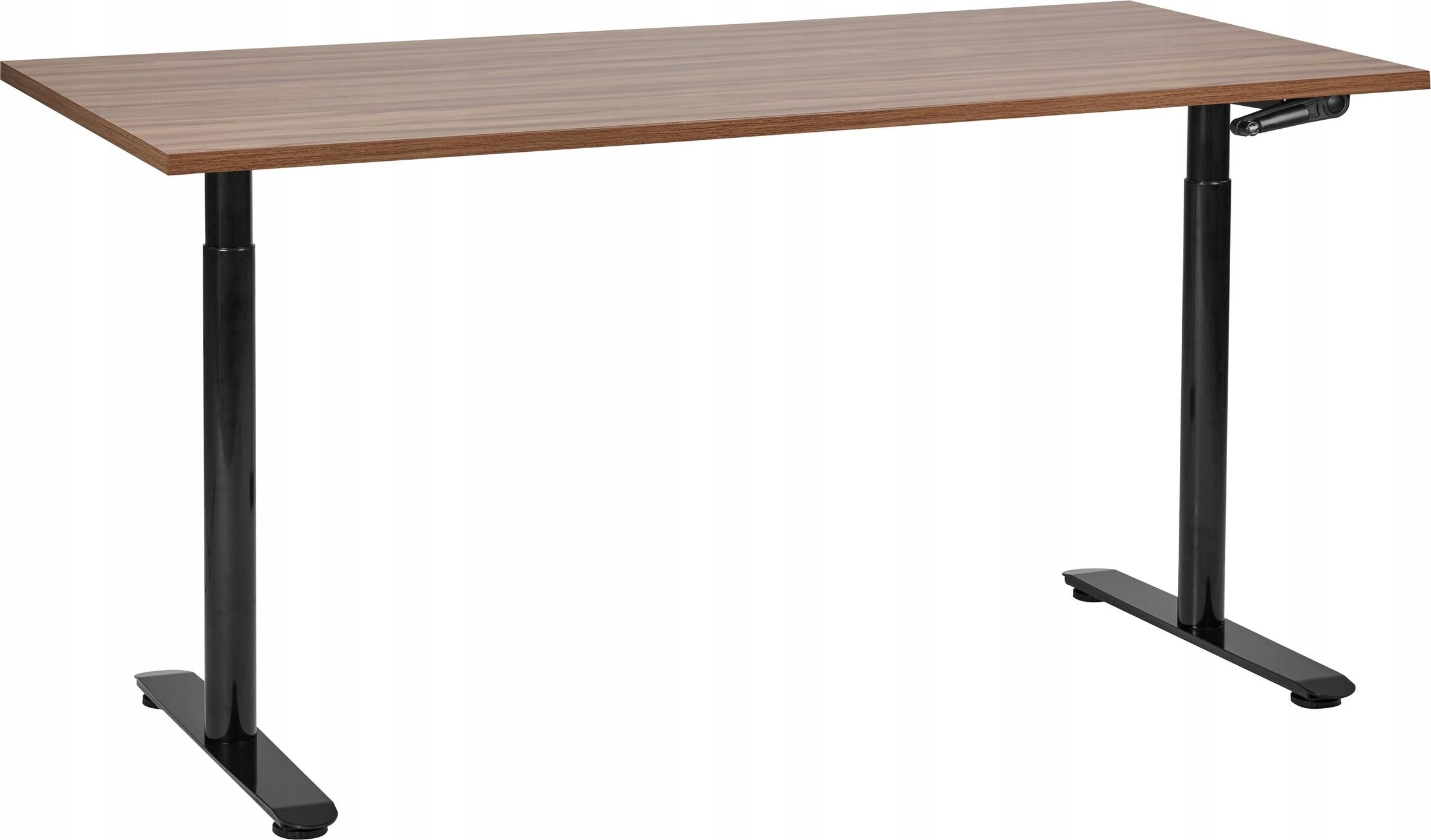 Biurko Beliani Biurko regulowane manualnie 160 x 72 cm ciemne drewno z czarnym DESTIN IV