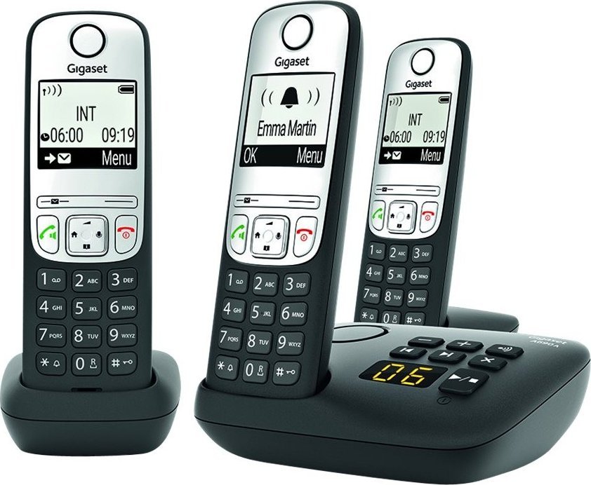 Gigaset A690A Trio D-ECT Cordless Phone with Answering Machine Kolor: CZARNY