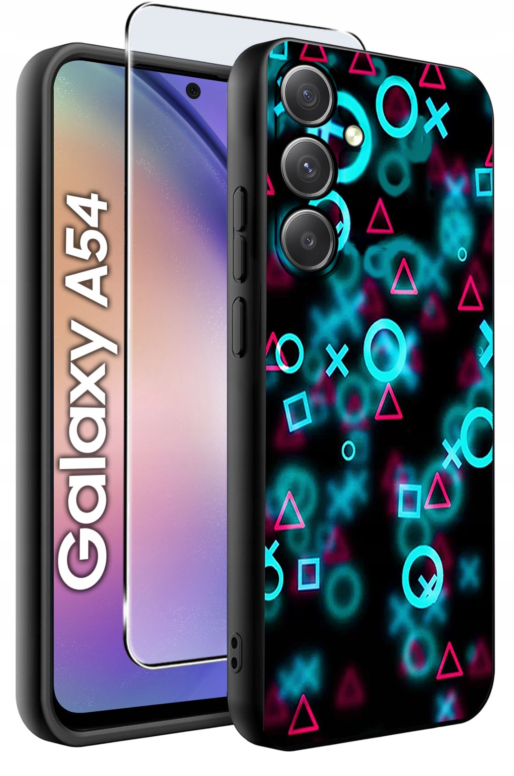 ETUI do Samsung A54 5G WZORY | SILIKONOWE MATT CASE + SZKŁO 9H