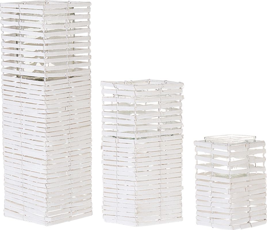 Beliani Zestaw 3 Lampionów biały