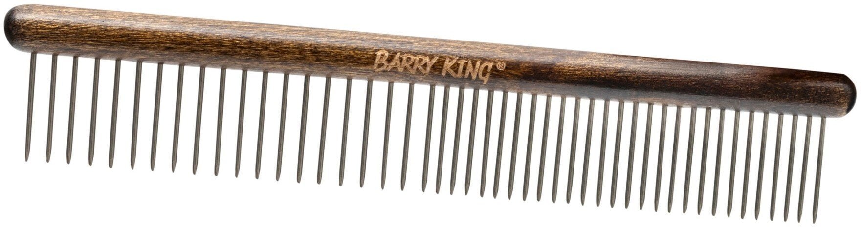 Barry King Ekskluzywny grzebień dla zwierząt, bukowe drewno, stal, 19/28 pinów, wymiary 3,7x19,9cm