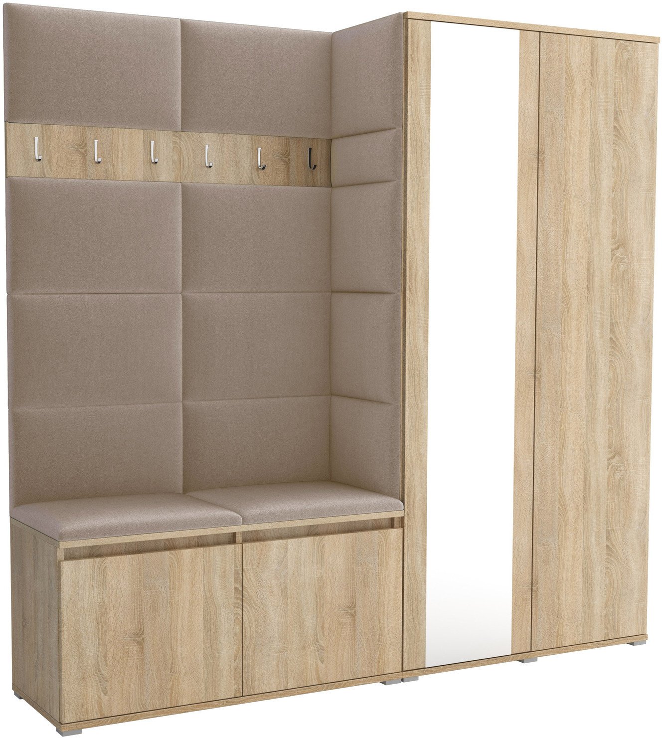 Tapicerowana garderoba Noris IV z lustrem - kolor sonoma + tkanina Trinity 04