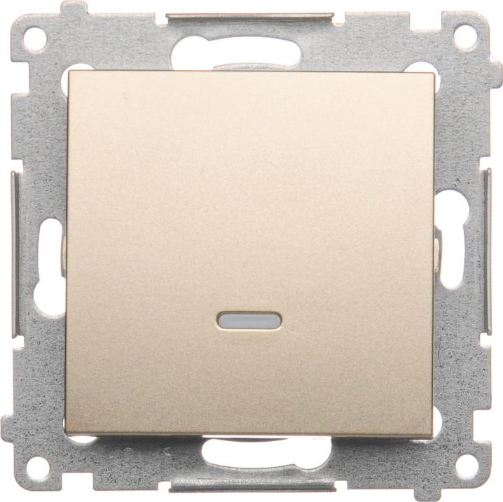 Kontakt-Simon Łącznik jednobiegunowy z sygnalizacją załączenia LED 10AX 250V szybkozłącza złoty mat metalizowany (DW1ZL.01/44)