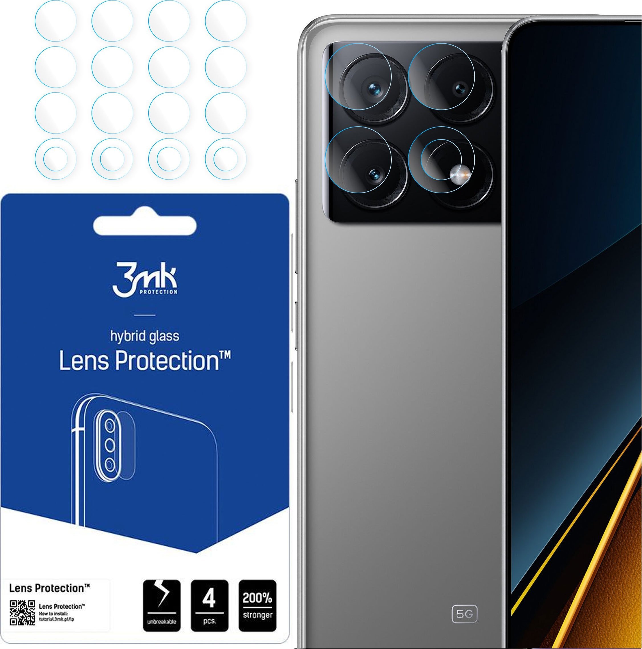 3MK Szkło hybrydowe na aparat Xiaomi Poco X6 Pro 5G osłona na obiektyw 3mk Lens Protection 4x zestaw
