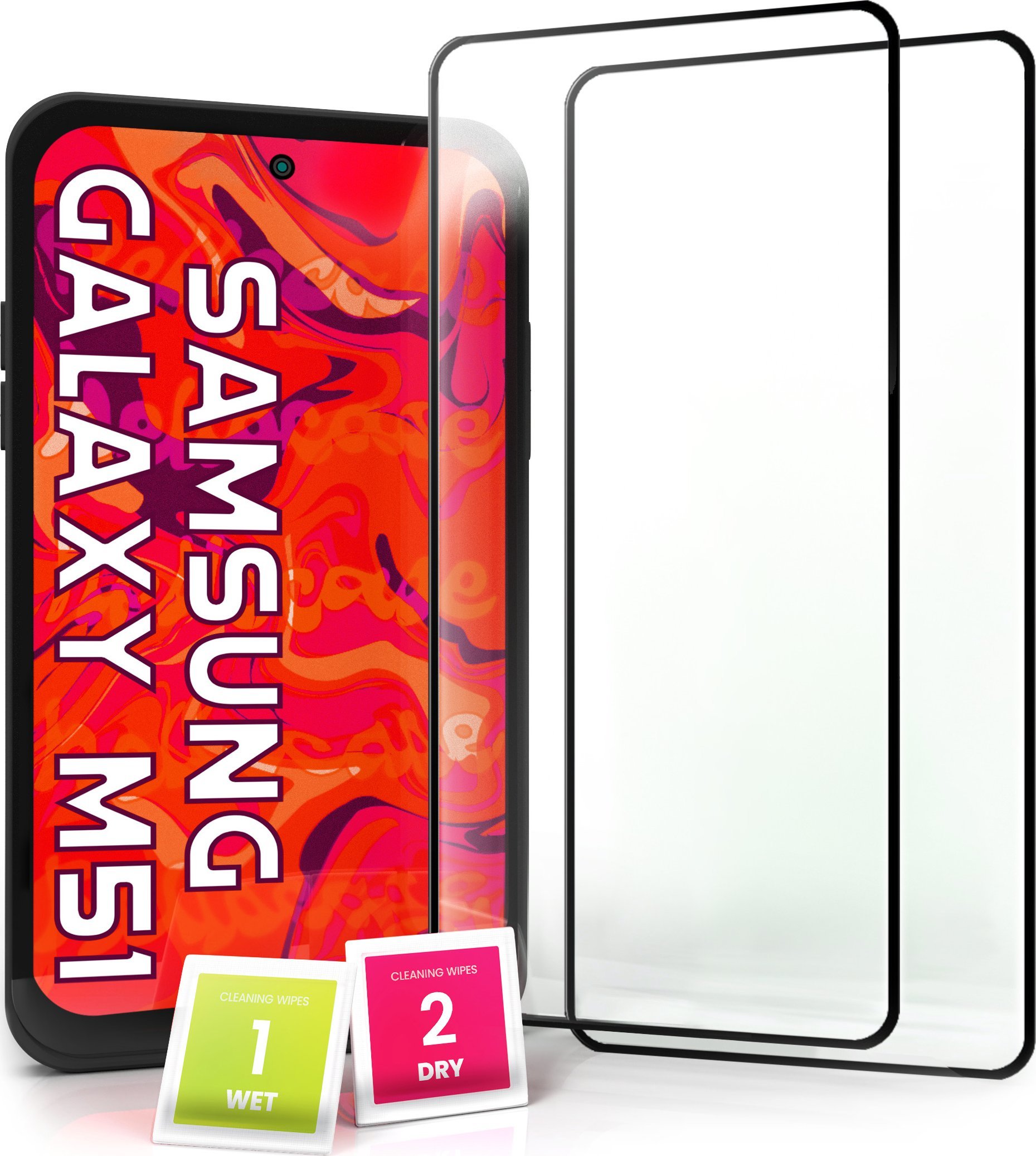 Hello Case 2-pak Szkło Hartowane do Samsung Galaxy M51 Ochronne Pełne Na cały ekran 5D