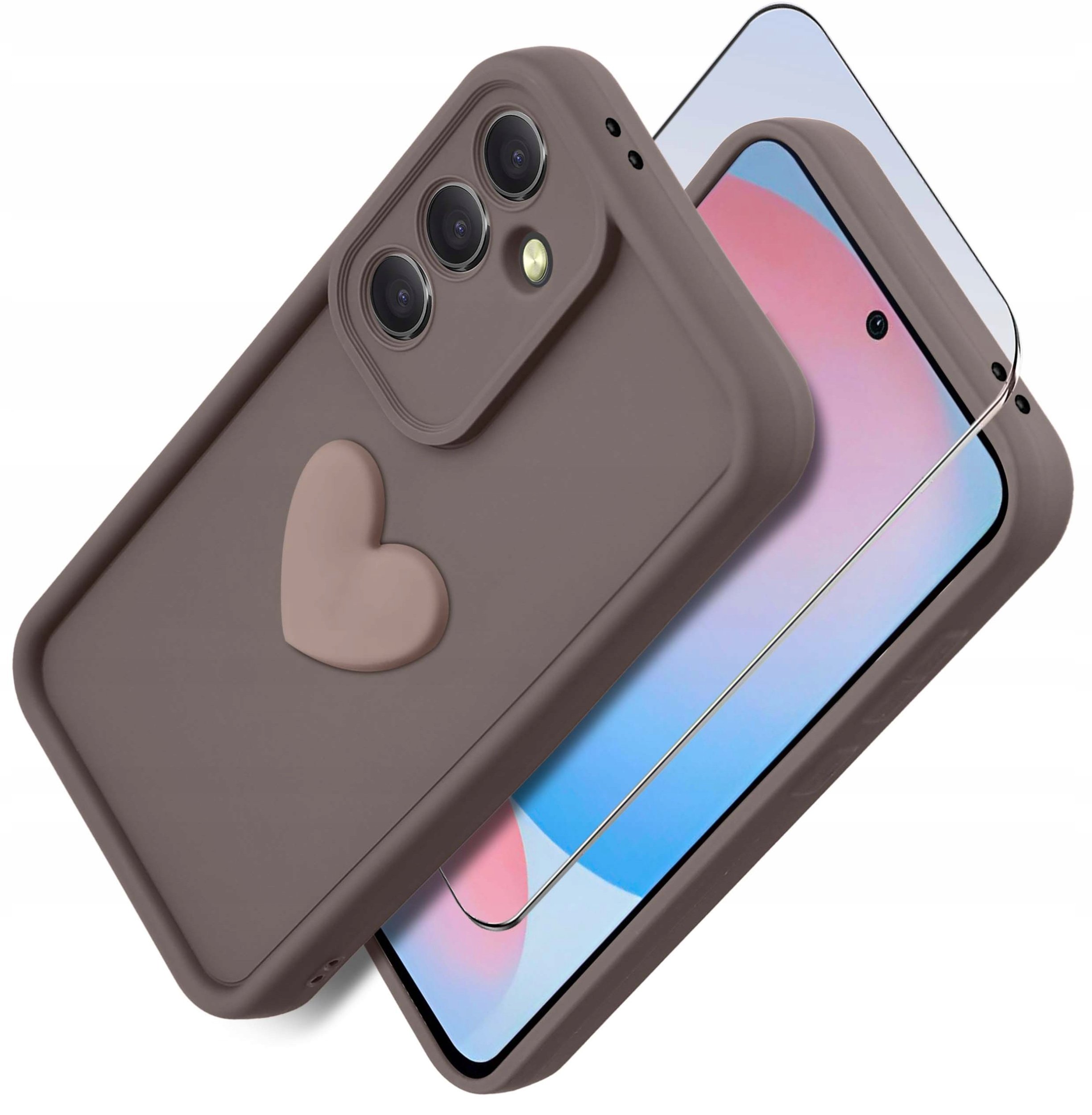Etui do Samsung A56 5G silikonowe MATOWE serce + Szkło ochronne 9H