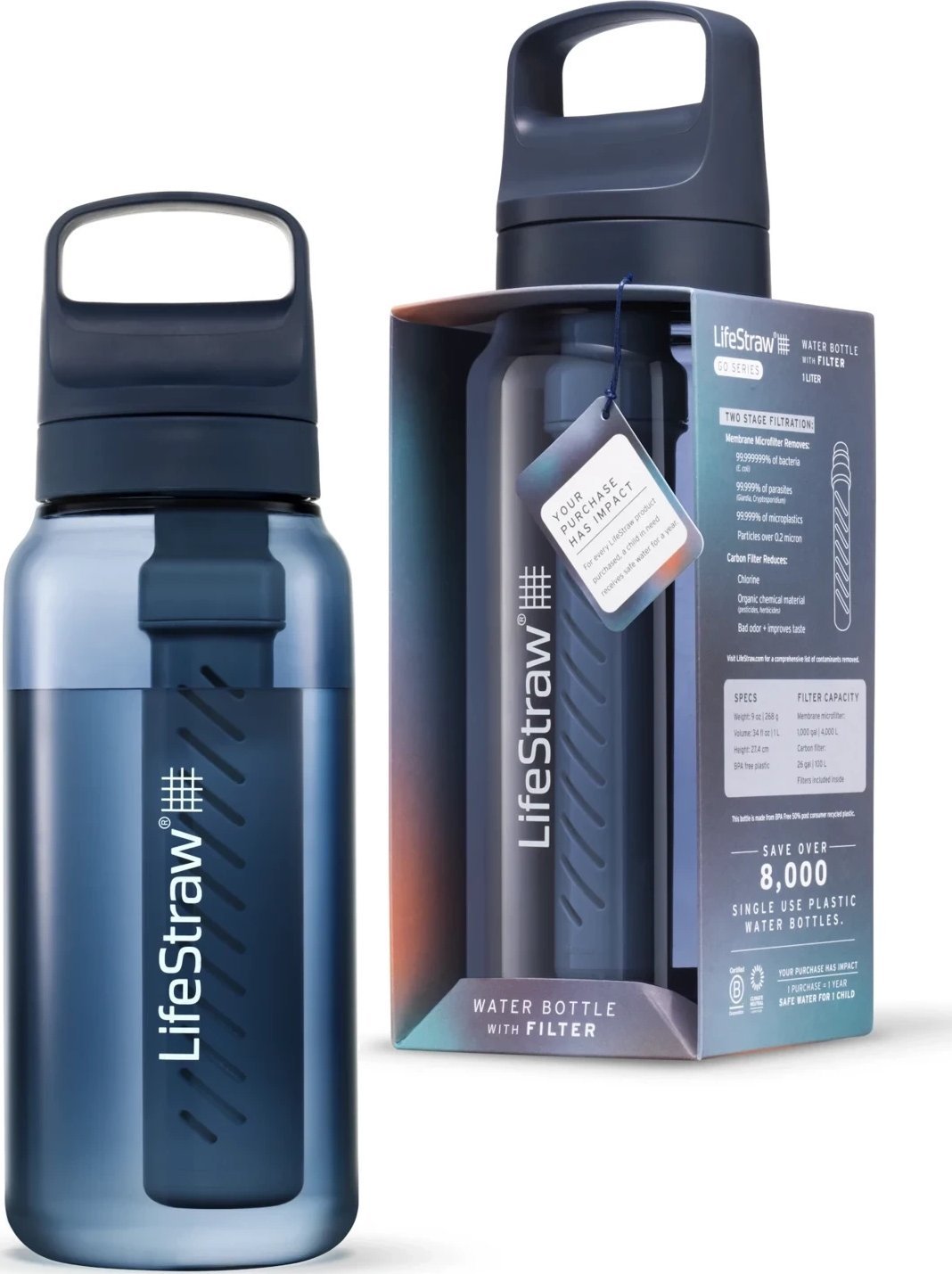 LifeStraw LifeStraw Go 2.0 Niebieska butelka filtrująca 1L Aegean Sea