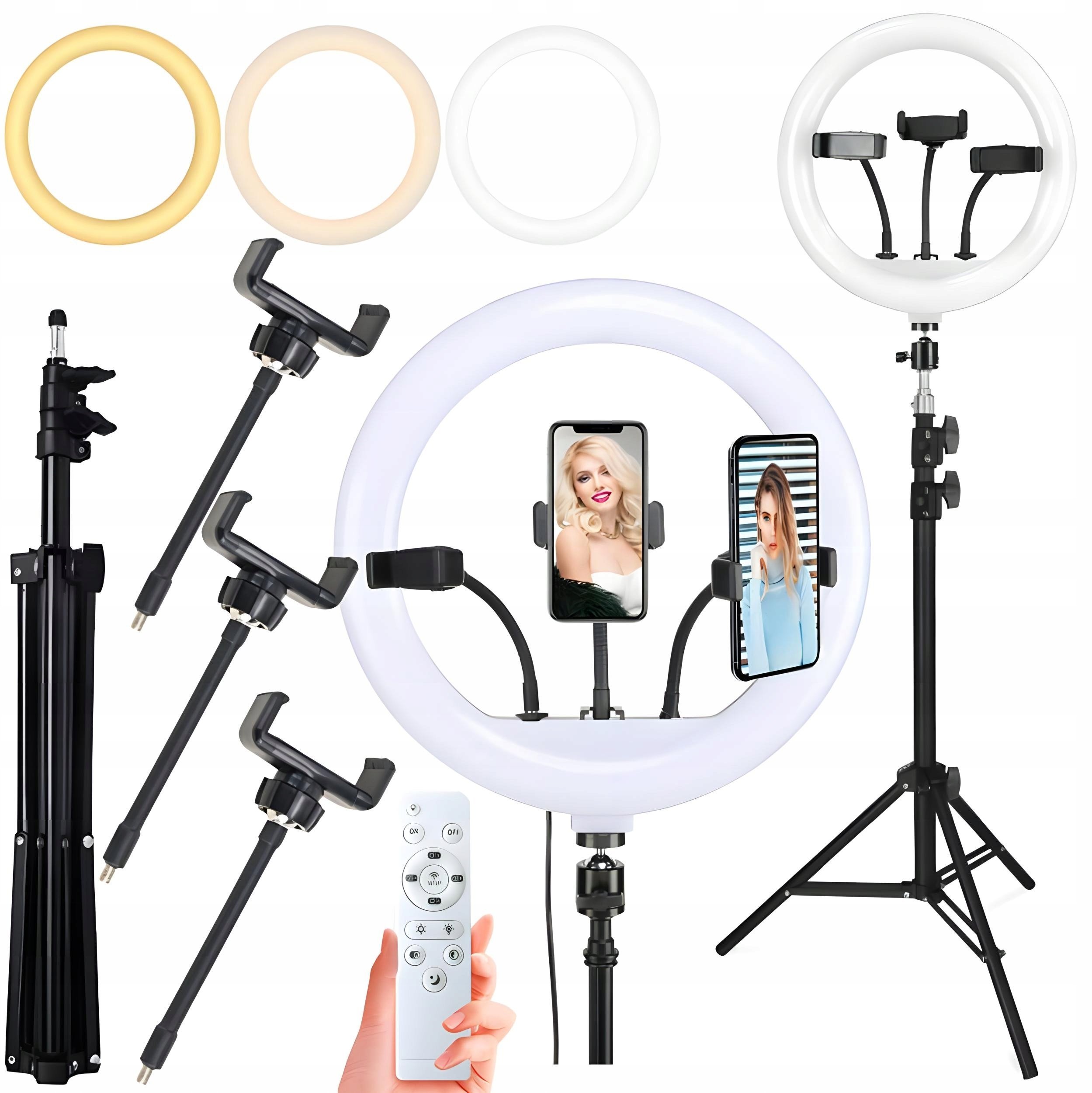 Lampa Pierścieniowa LED Ring 240W 45cm Pilot + Statyw 220cm Makijaż YouTube