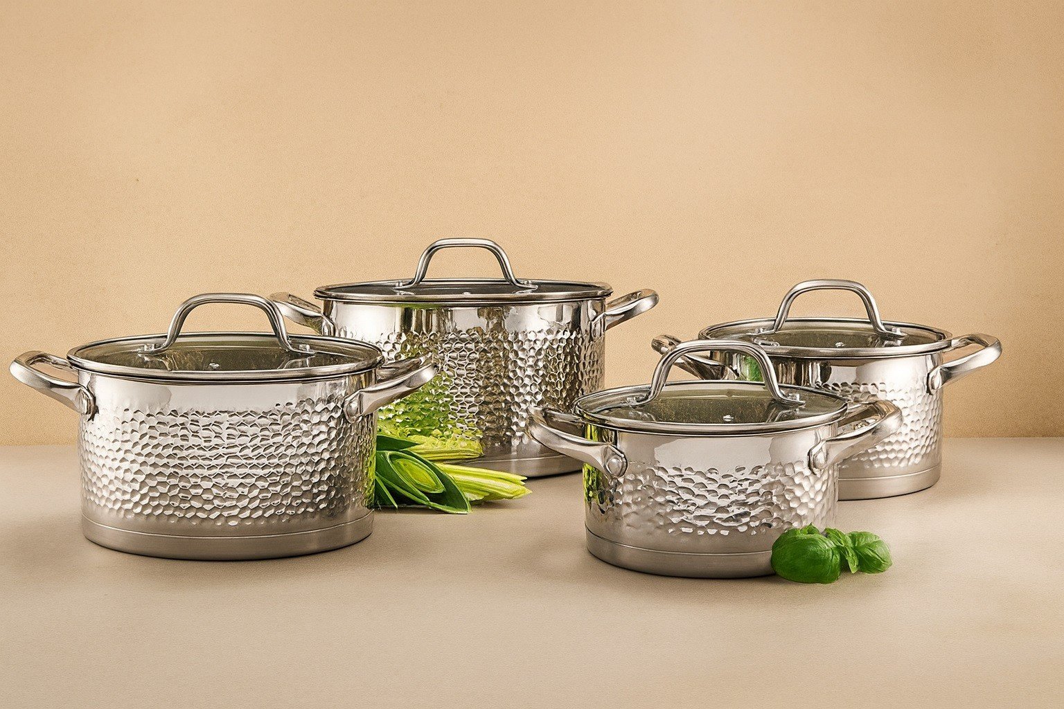 Komplet garnków 8 el. ze stali nierdzewnej Bubble