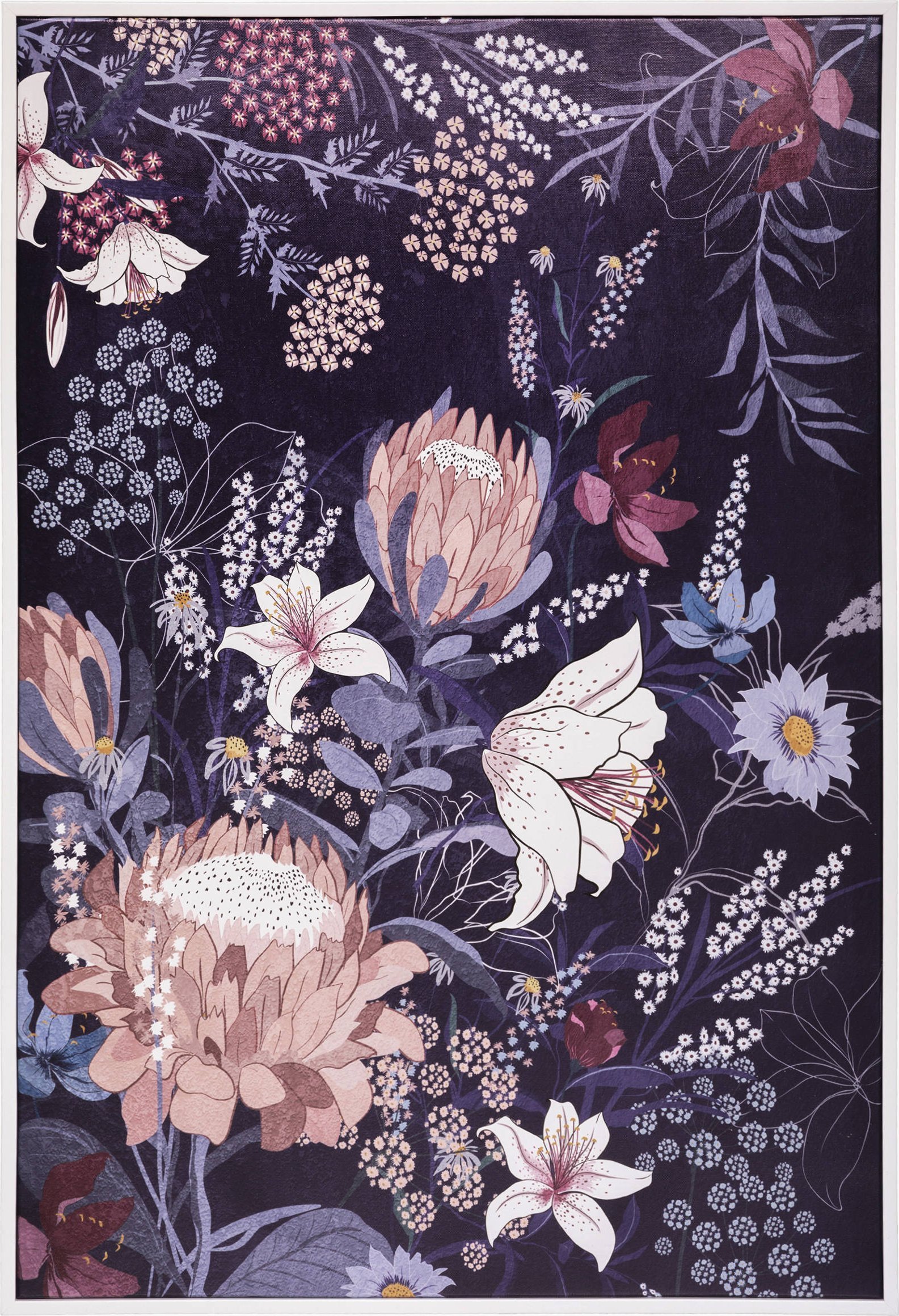 Atmosphera Plakat ścienny w ramie Nocne kwiaty, 60 x 90 cm