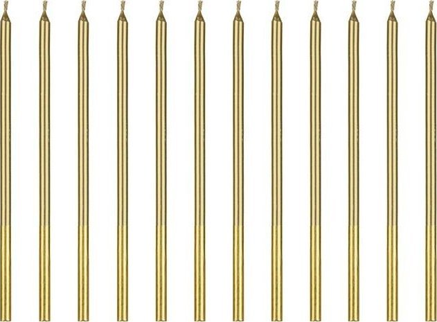 Świeczki urodzinowe gładkie złote 14cm 12szt