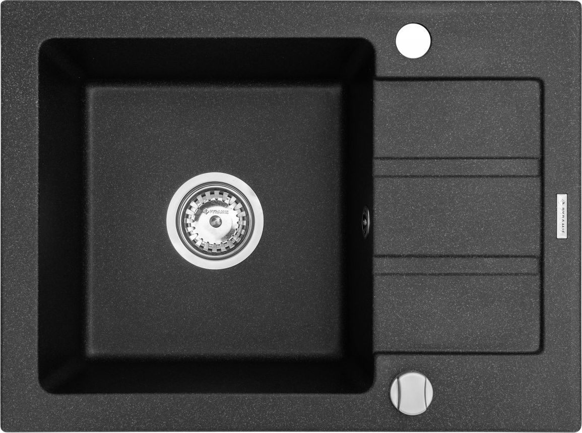 Zlewozmywak Maidsinks granitowy jednokomorowy z ociekaczem Maidsinks 62x44 1B 1D czarny (Pyragranit kolor czarny nakrapiany)
