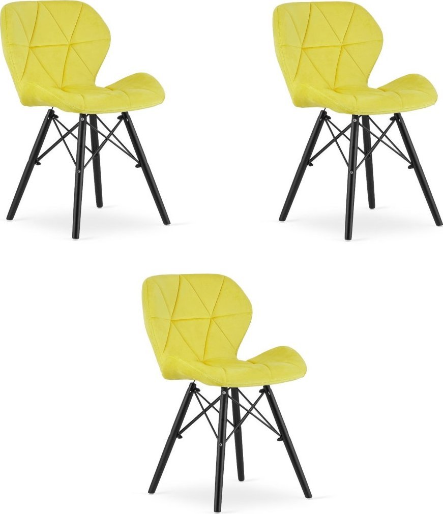 Leobert Krzesło LAGO Aksamit - żółte / nogi czarne x 3