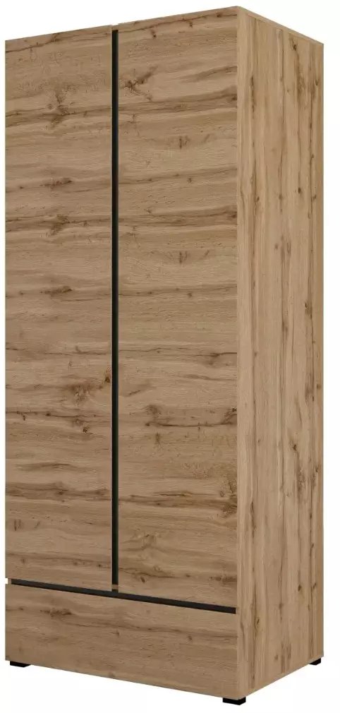 Szafa dwudrzwiowa CROSS 2D1S 89cm dąb wotan/czarna z drążkiem HELVETIA