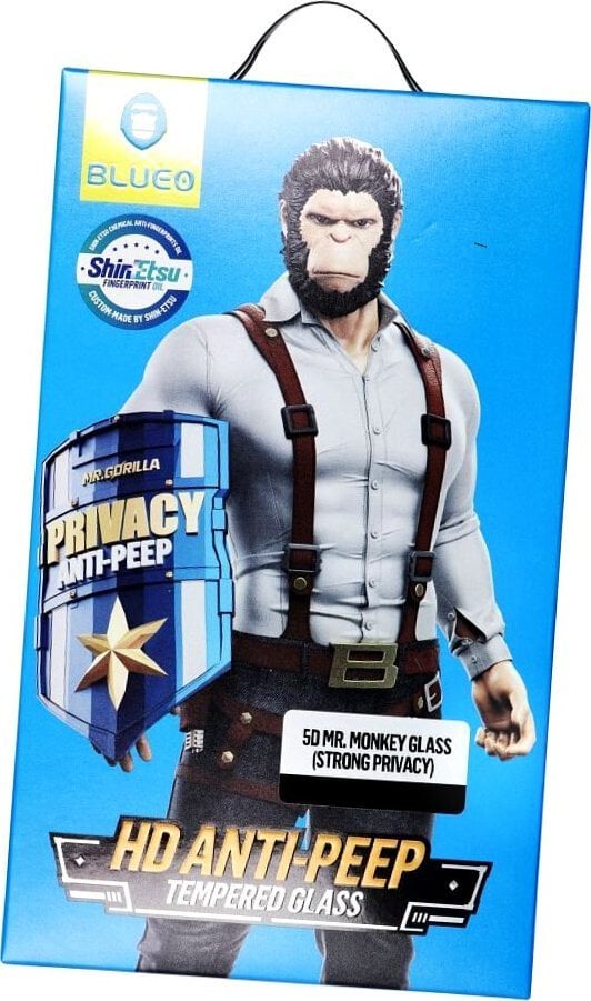 Blueo Szkło Hartowane 5D Mr. Monkey Glass - Apple iPhone 15 Plus czarny (Strong Privacy)