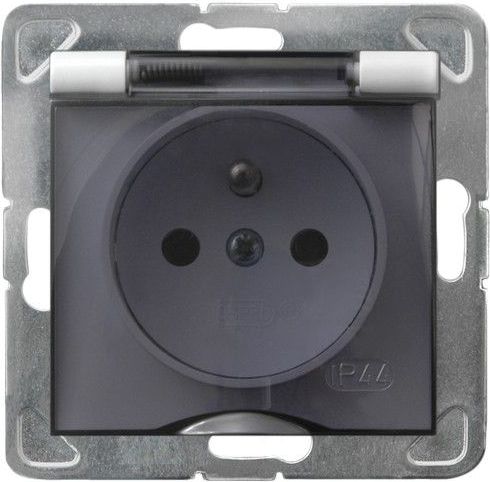 Ospel Gniazdo bryzgoszczelne z uziemieniem IP-44 srebrne wieczko przezroczyste (GPH-1YZ/m/18/d)