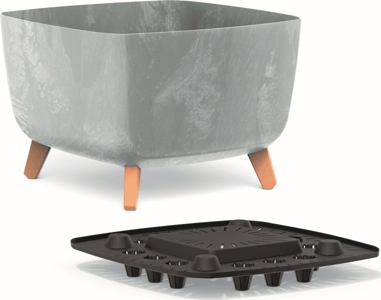 Prosperplast Doniczka kwadratowa GRACIA SQUARE BETON EFFECT DGQL300E-422U, Kolor Beton, Prosperplast, Wymiary 29x29x22 cm