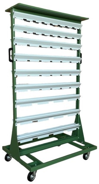 Leomar Wózek do pojemników warsztatowych, dwustronny, jezdny. Wym: 1690x940x675mm 104 pojemniki (pojemniki bez pojemników)