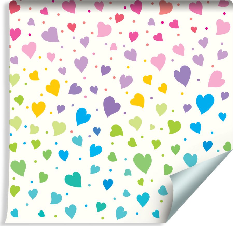 Muralo Tapeta Dla Dzieci - Kolorowe Drobne Serduszka