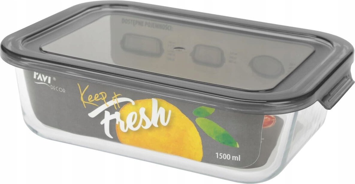 Ravi Pojemnik na żywność szklany żaroodporny szary 1,5L